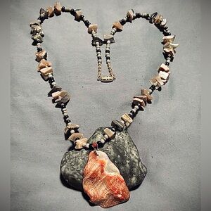 Elegant Abalone Stone Pendant Necklace with screw clasp